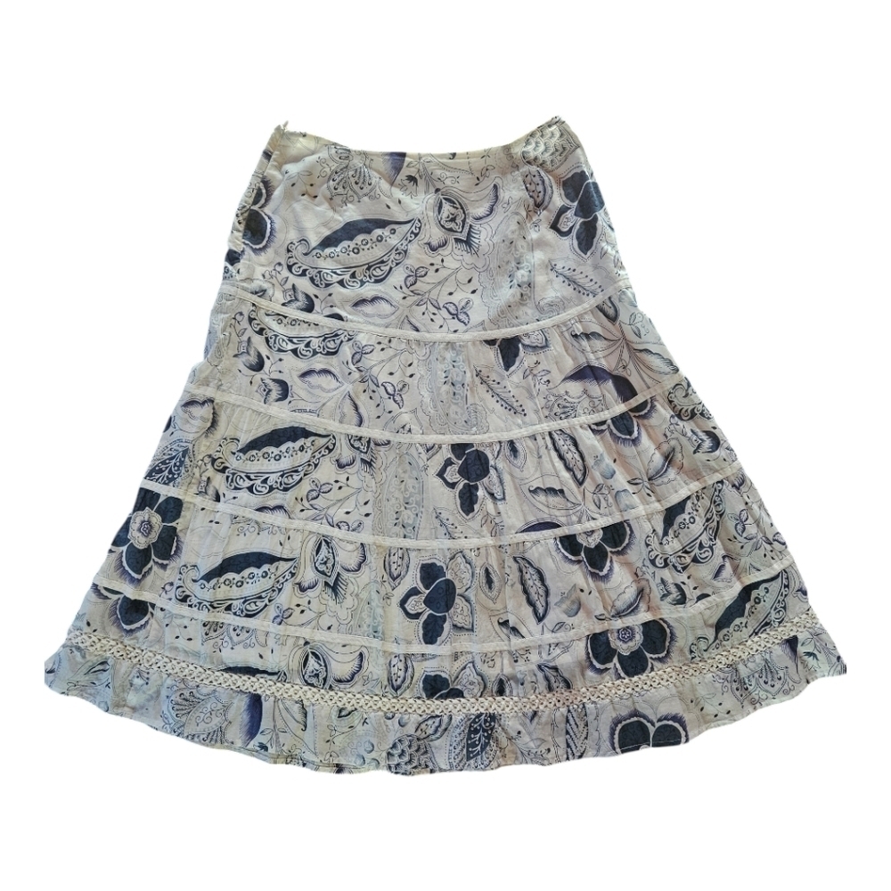 Tiered Skirt Summer Floral Lined Sz 6 Boho Cottagecore fairycore spring coastal 